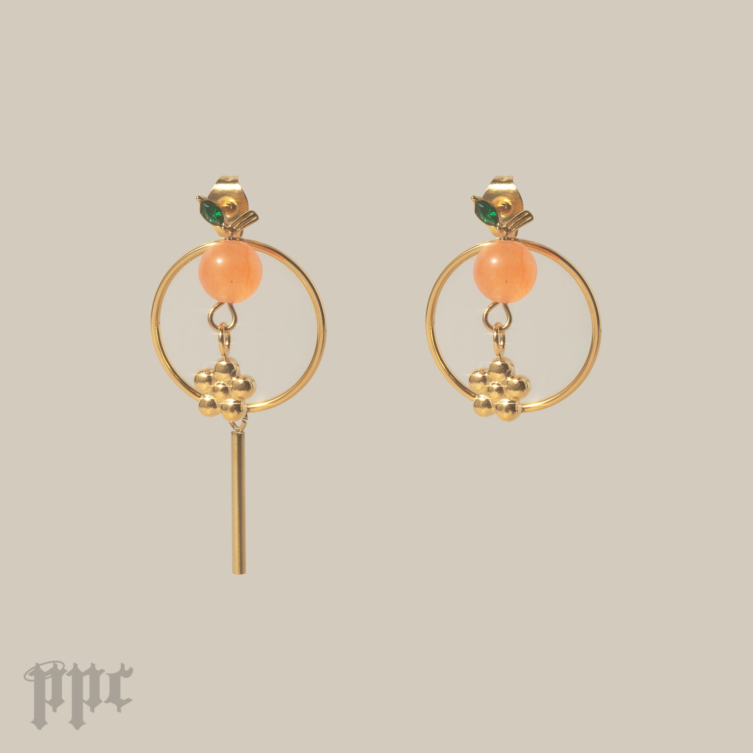 EN- Orange Flower Stud Earrings