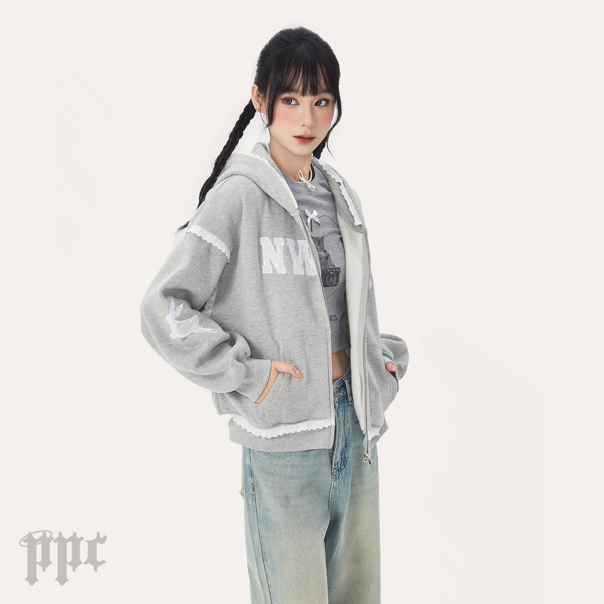 NWJNS Lace Zip Hoodie – Private Paradise Co.